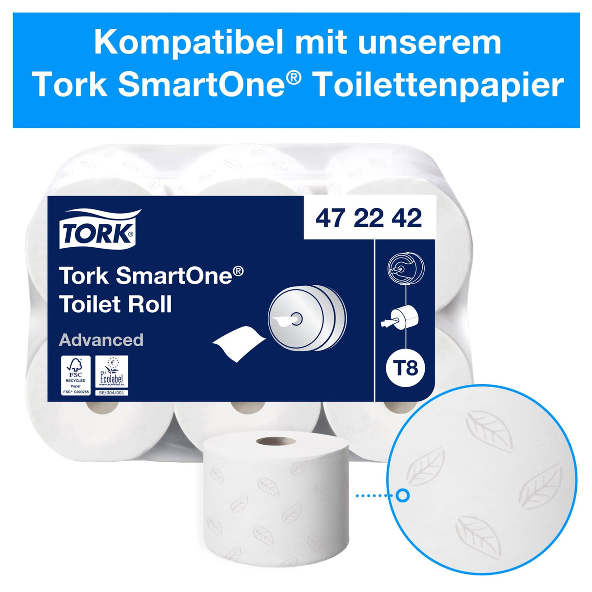 Tork SmartOne Toilettenpapierspender T8, robust mit Diebstahlschutz und Einzelblattausgabe – Ansicht 5