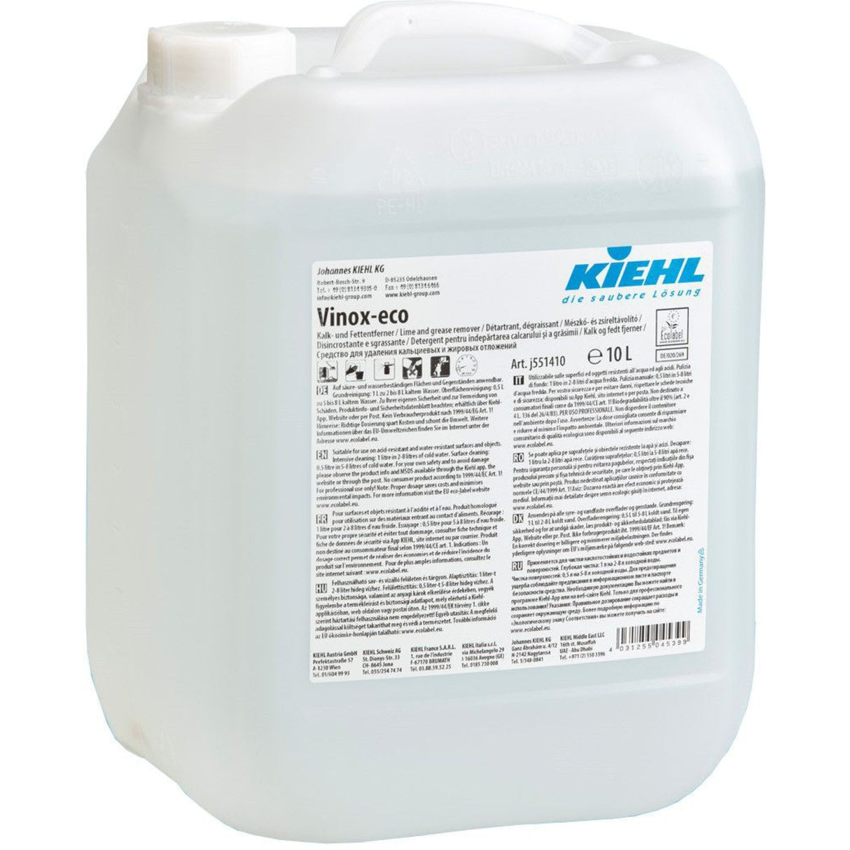 Kiehl Vinox-eco Kalk- und Fettentferner – 10 l - Kanister