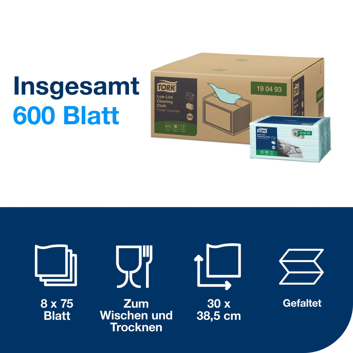 Tork Premium Reinigungstücher W8, fusselarm, perforiert – Ansicht 2