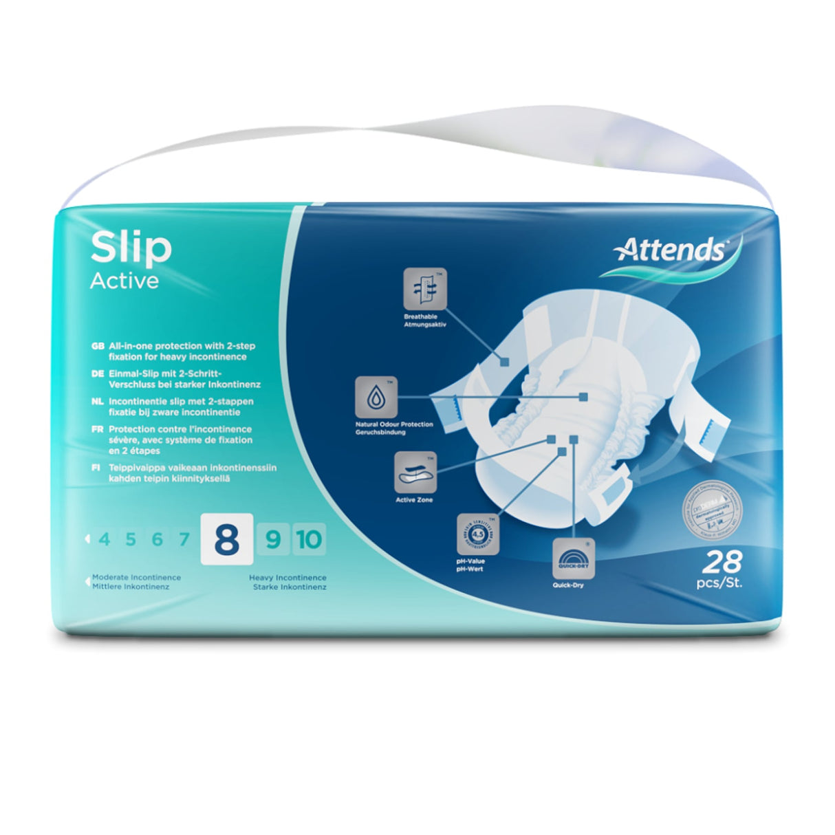 Attends Slip Active 8 Inkontinenzhosen mit 2-Schritt-Verschluss, atmungsaktiv – Ansicht 3