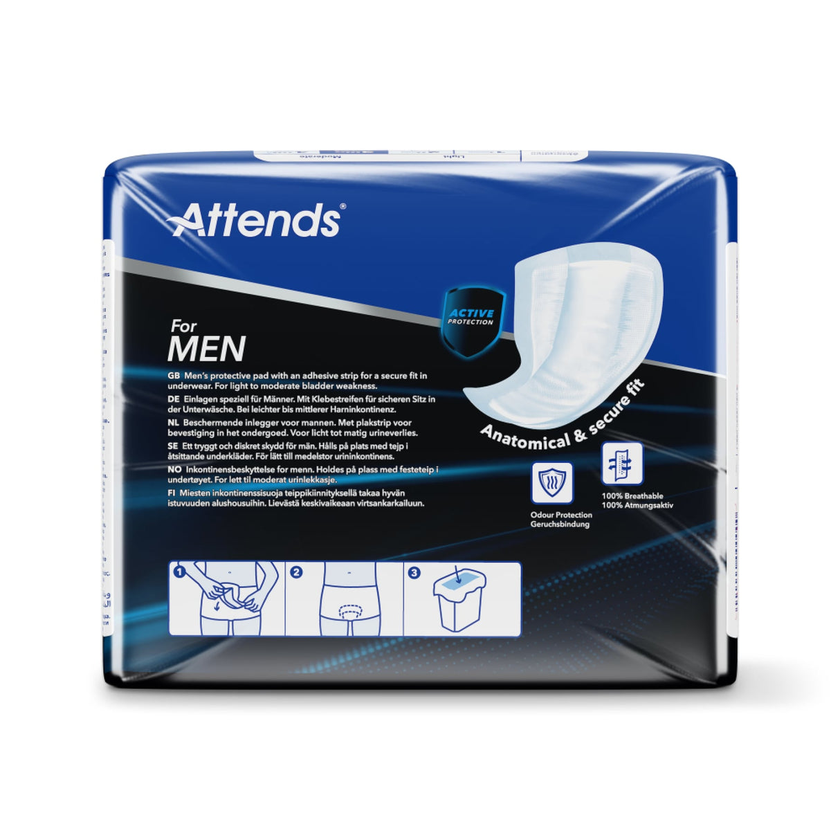 Attends for men Inkontinenzeinlagen – speziell für Männer, latexfrei, atmungsaktiv – Ansicht 3