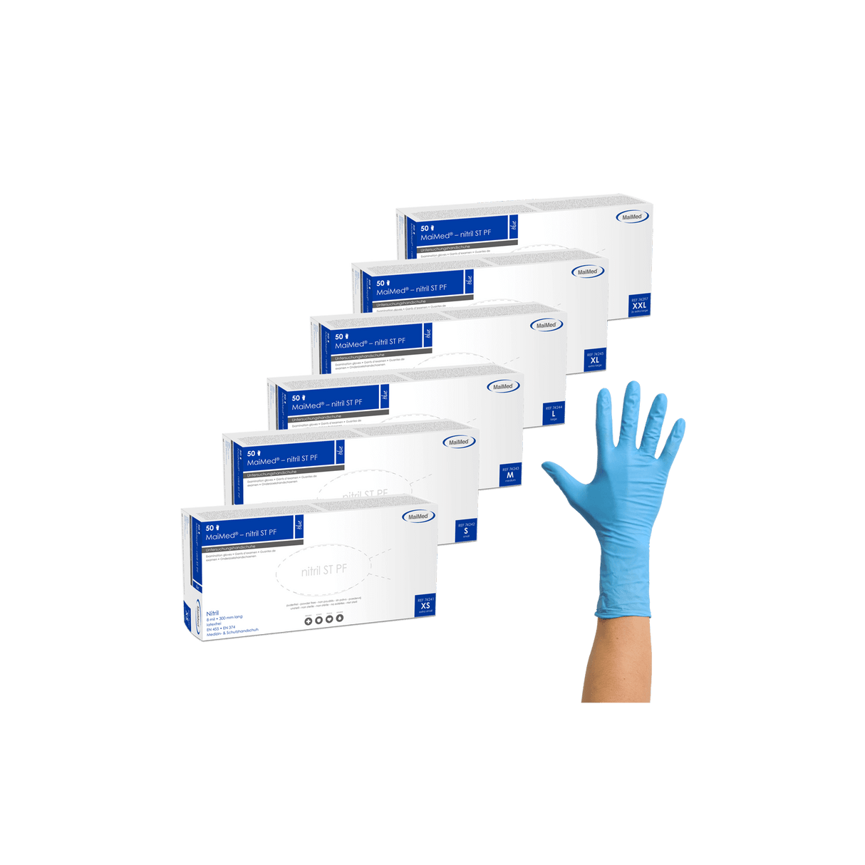 MaiMed Nitrilhandschuhe ST PF blau puderfrei 50 Stück