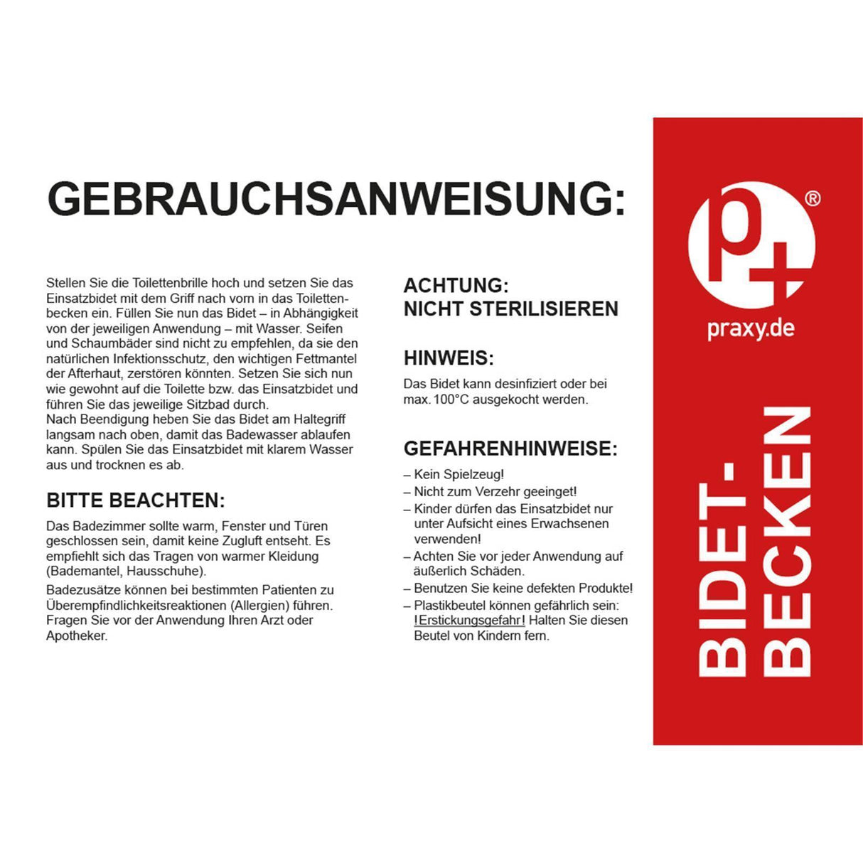 praxy Bidetbecken Sitzbad als Toiletteneinsatz