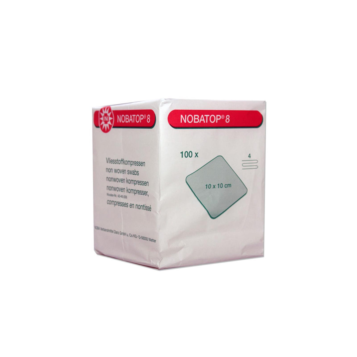 NOBA Nobatop 8 unsterile Vliesstoffkompressen 4- lagig 100 Stück