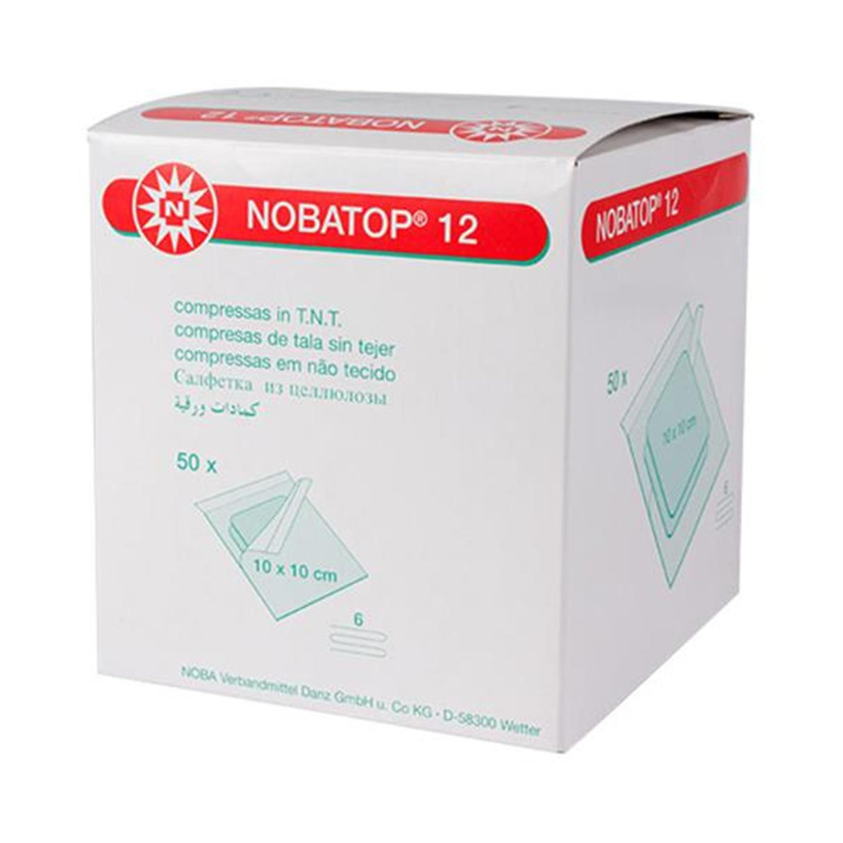 NOBA Nobatop 12 sterile Vliesstoffkompressen 6- lagig 50 x 2 Stück