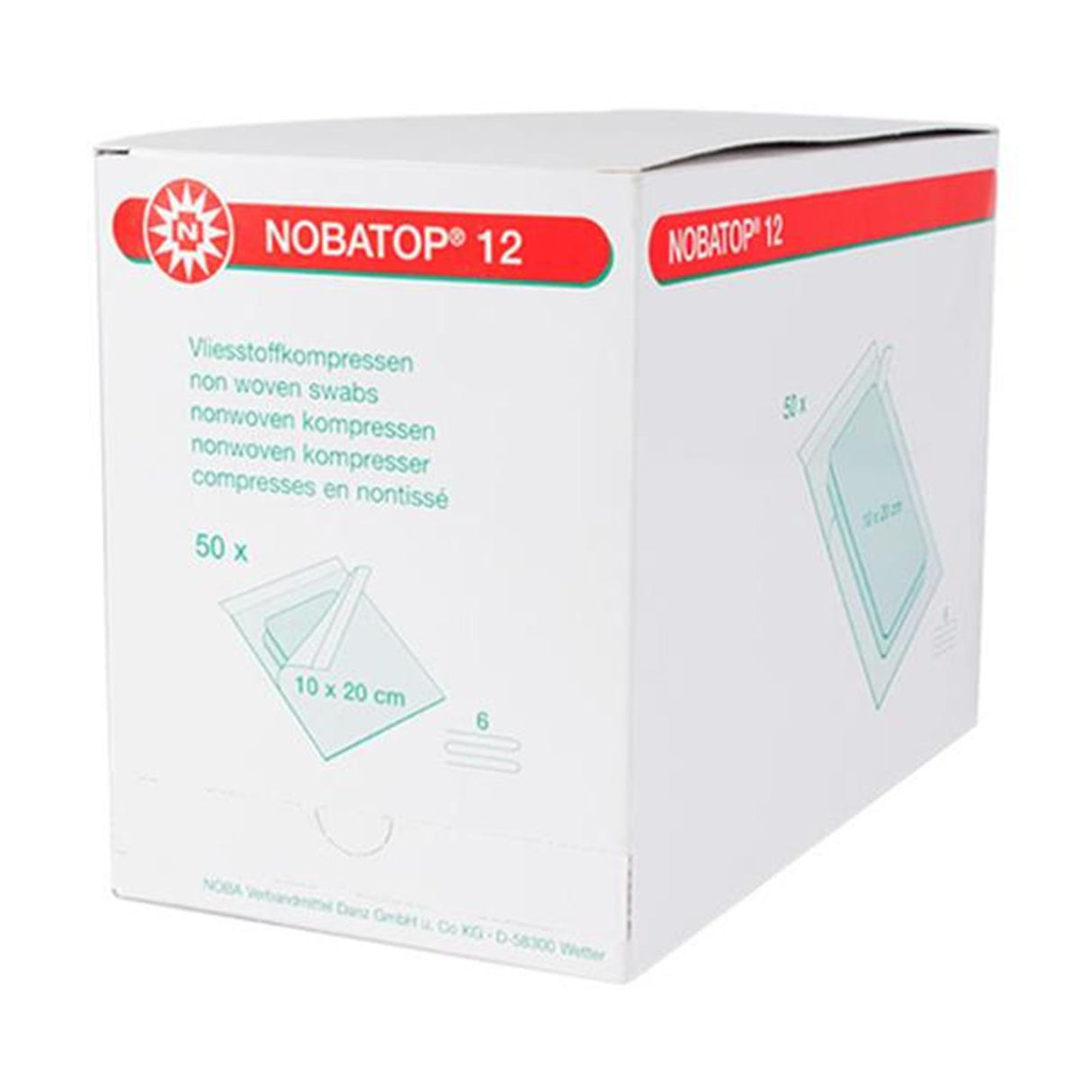 NOBA Nobatop 12 sterile Vliesstoffkompressen 6- lagig 50 x 2 Stück