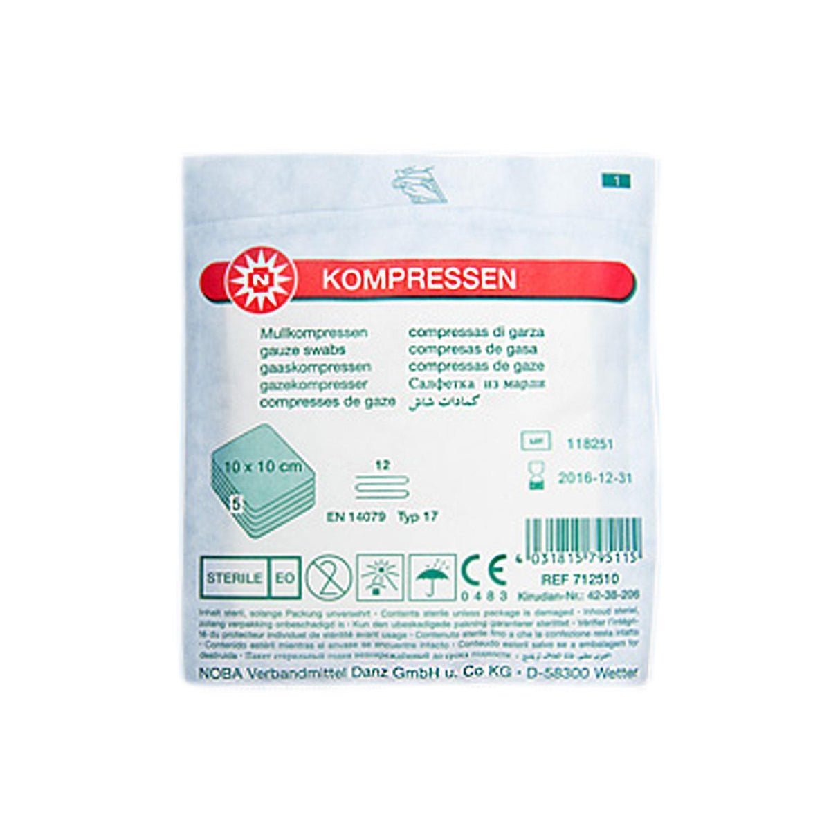 NOBA sterile Mullkompressen 12- lagig 20 x 5 Stück