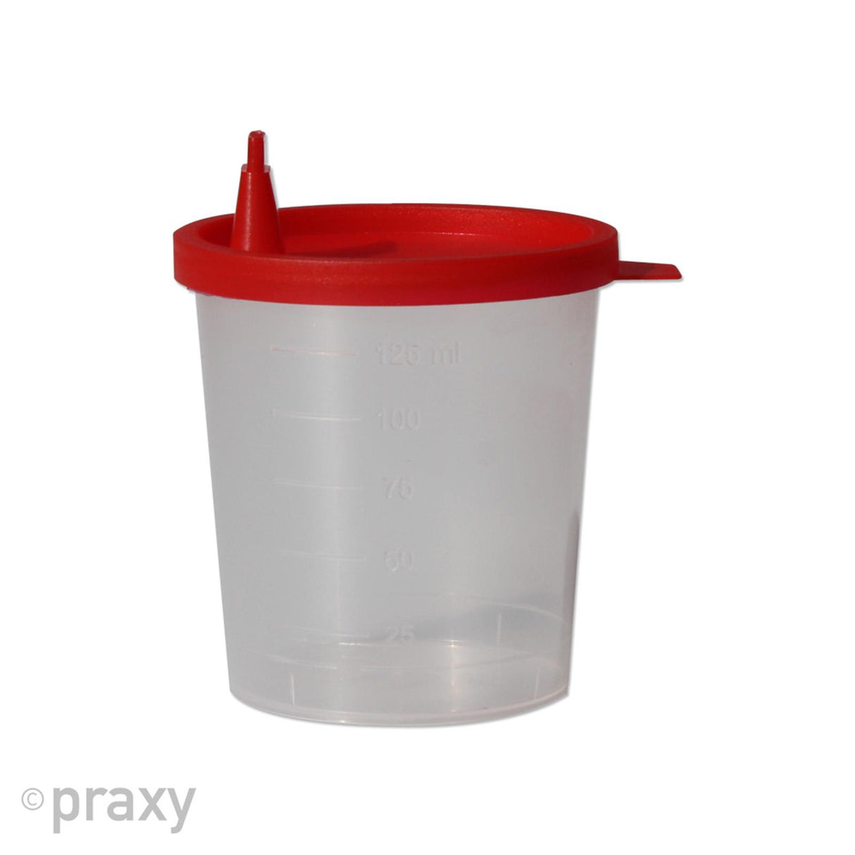 AMPri Urinbecher 125 ml mit Schnappdeckel rot 50 Stück