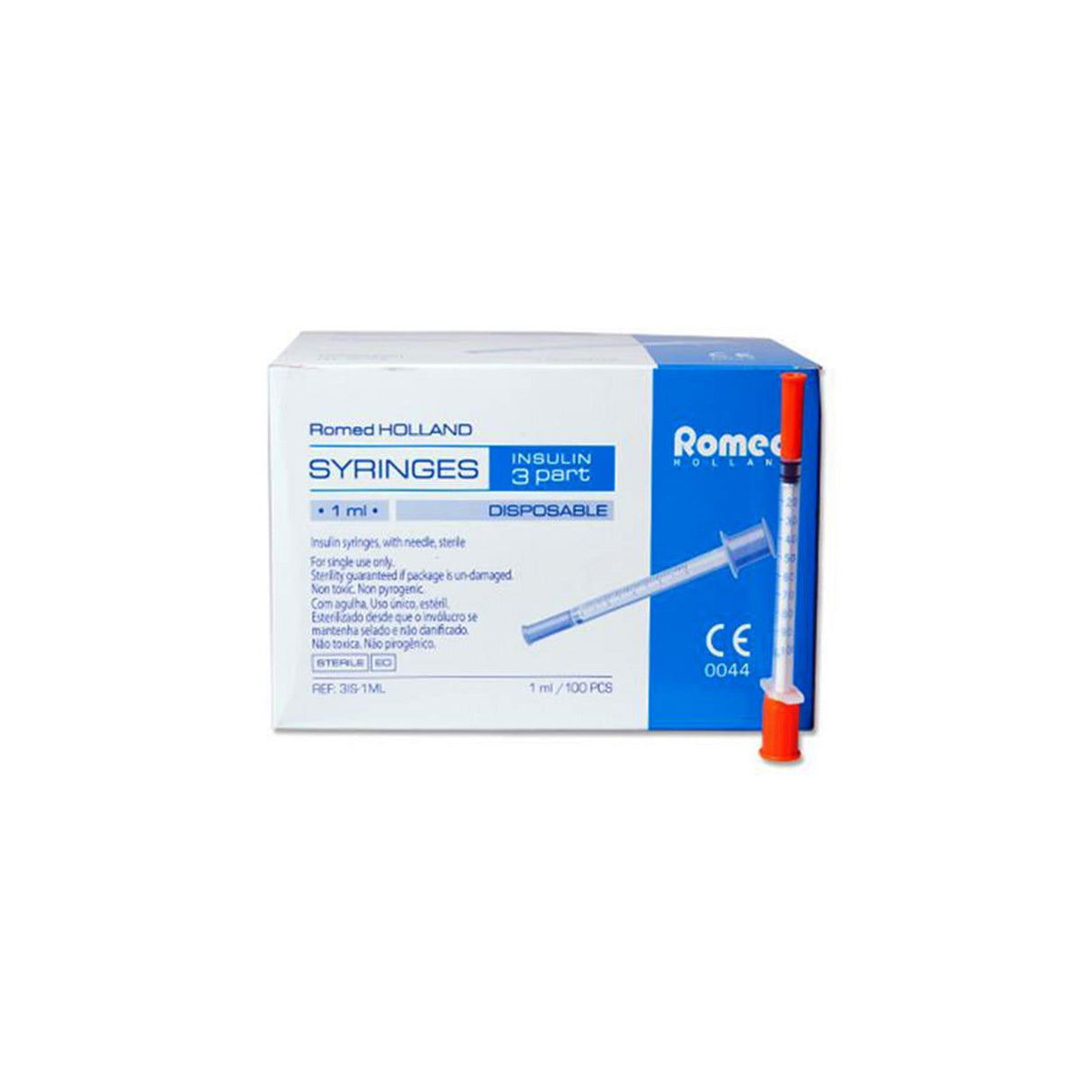 Romed Insulinspritzen steril mit Kanüle 100 Stück 1 ml 29G x 0,5 U100