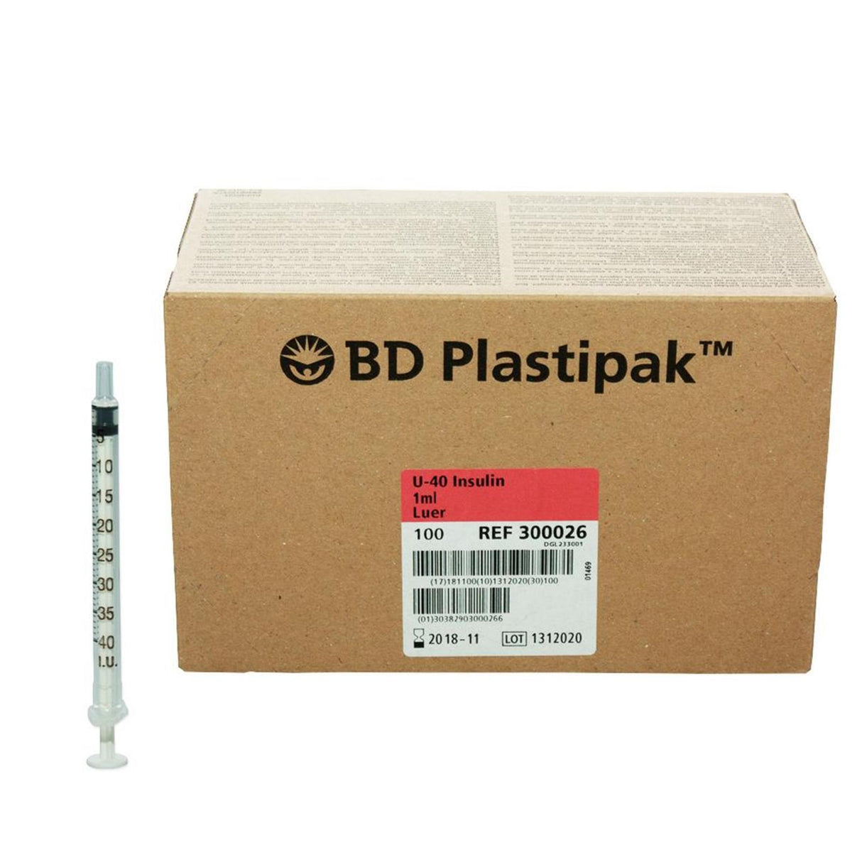 BD Plastipak™ Insulinspritzen 100 Spritzen ohne Kanüle 1 ml U40