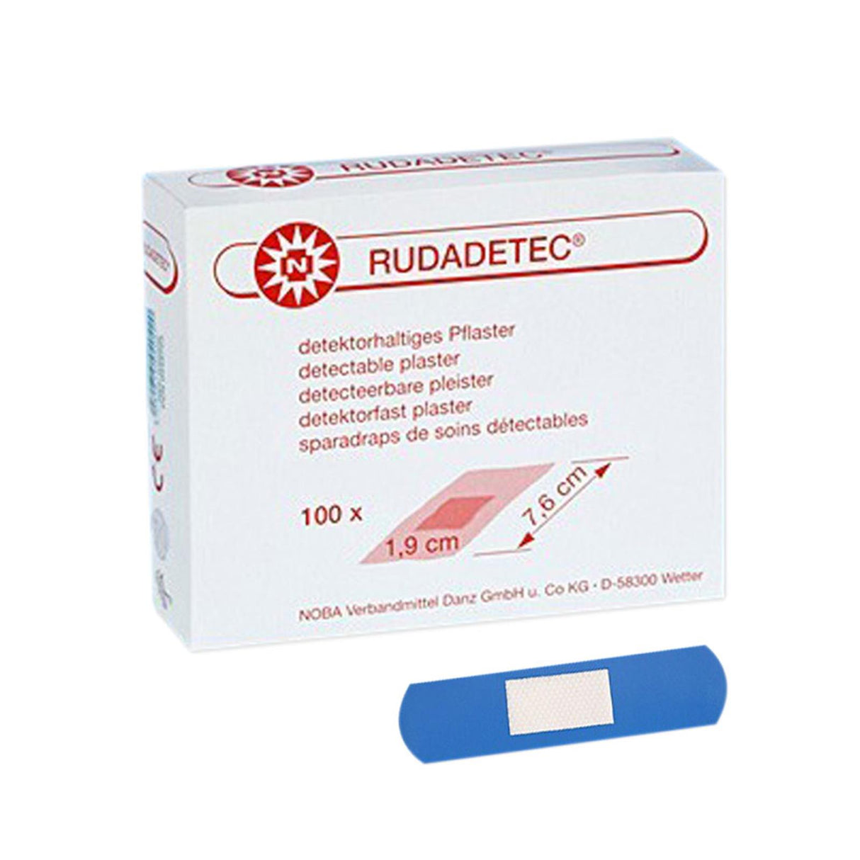 NOBA Rudadetec detektierbare Pflaster 100 Stück 2,5 x 7,6 cm