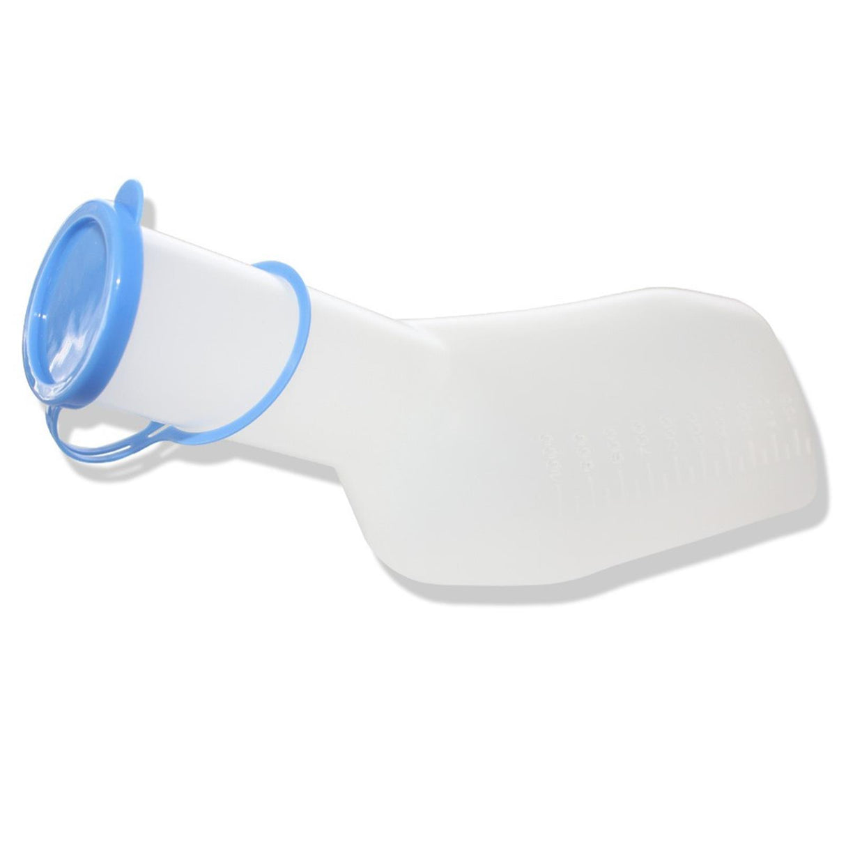 AMPri Urinflasche für Männer durchscheinend mit blauem Deckel