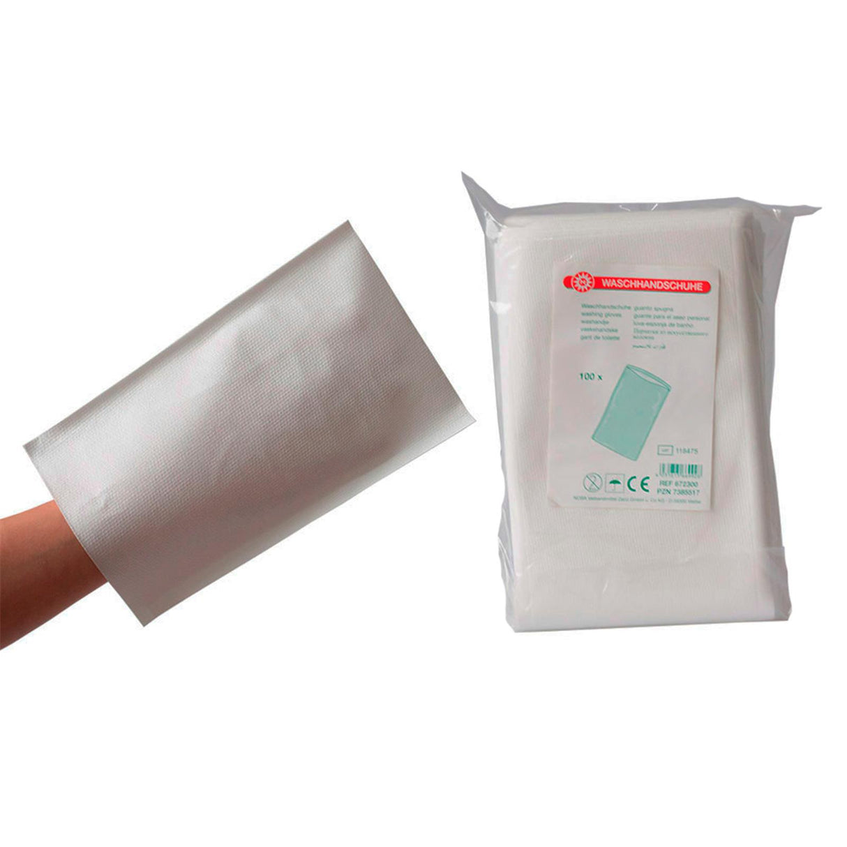NOBA Waschhandschuhe weiß rechteckig 50 Stück