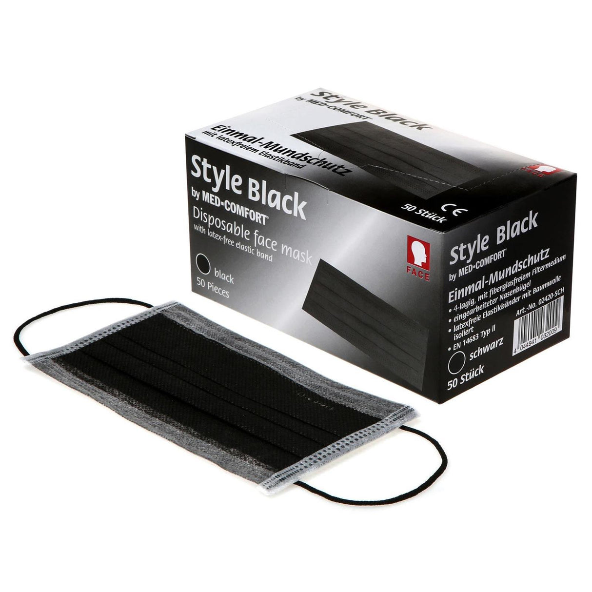 AMPri Med Comfort Style Black Mundschutz 4 lagig 50 Stück