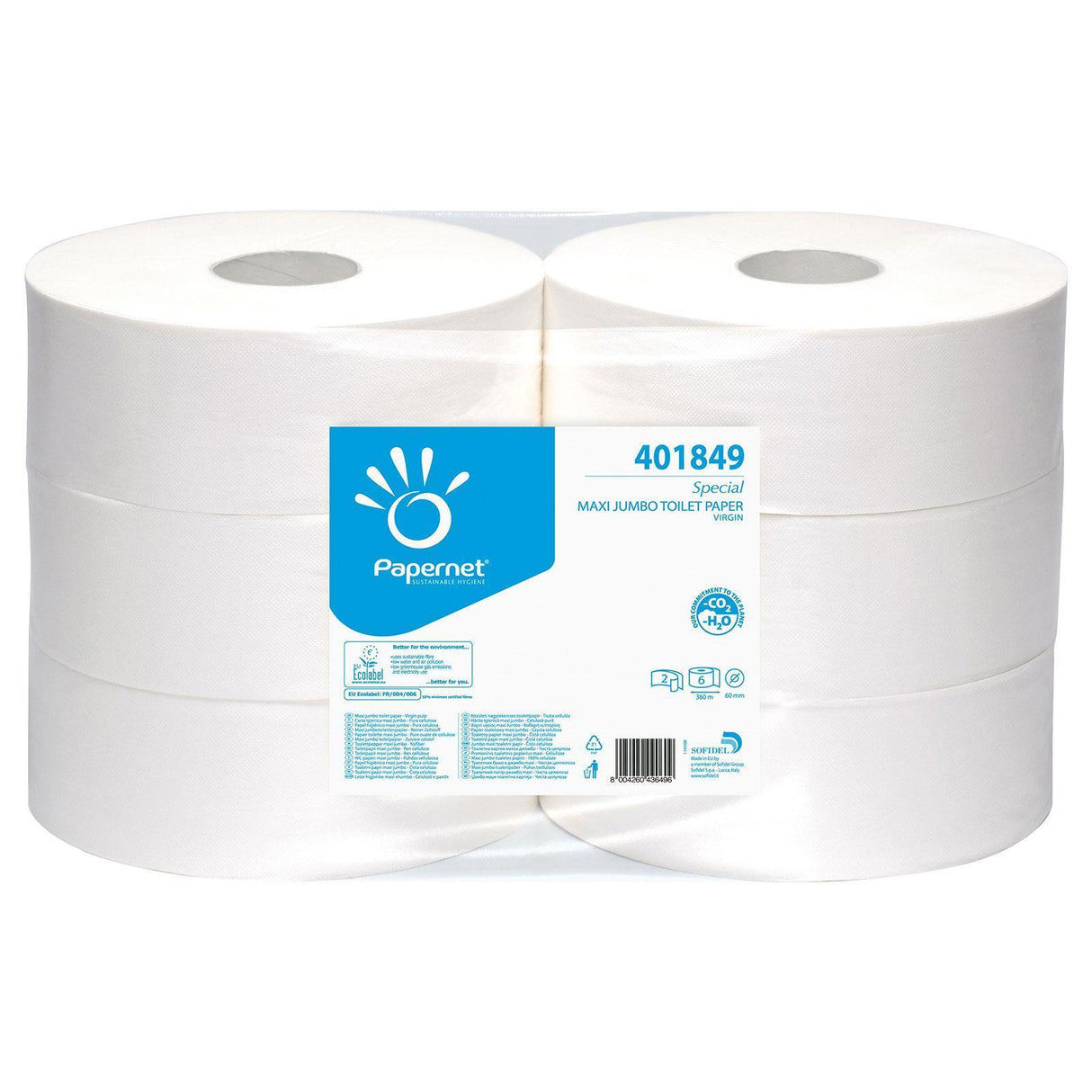 Papernet Special Maxi Jumbo Toilettenpapier 2- lagig 6 Rollen weiß