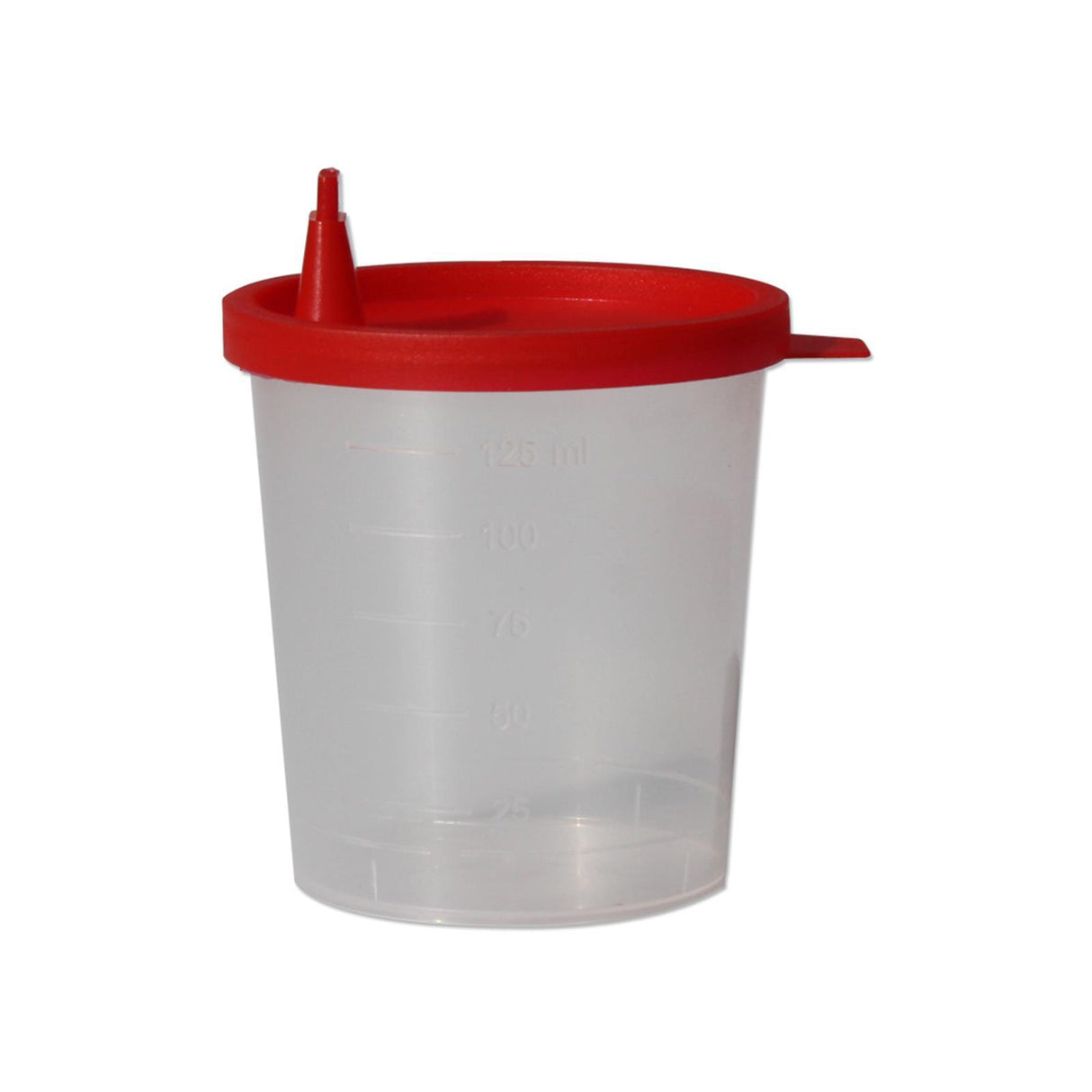 AMPri Urinbecher 125 ml mit Schnappdeckel rot 100 Stück