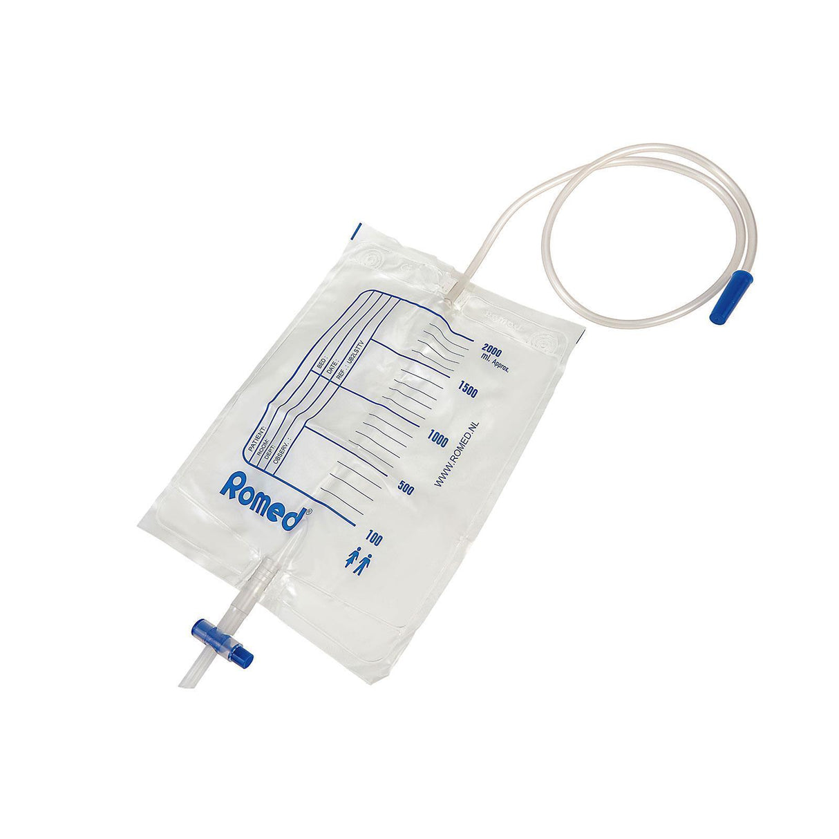 Romed Urinbeutel 2 Liter steril mit Ventil und T-Ablasshahn 10 Stück