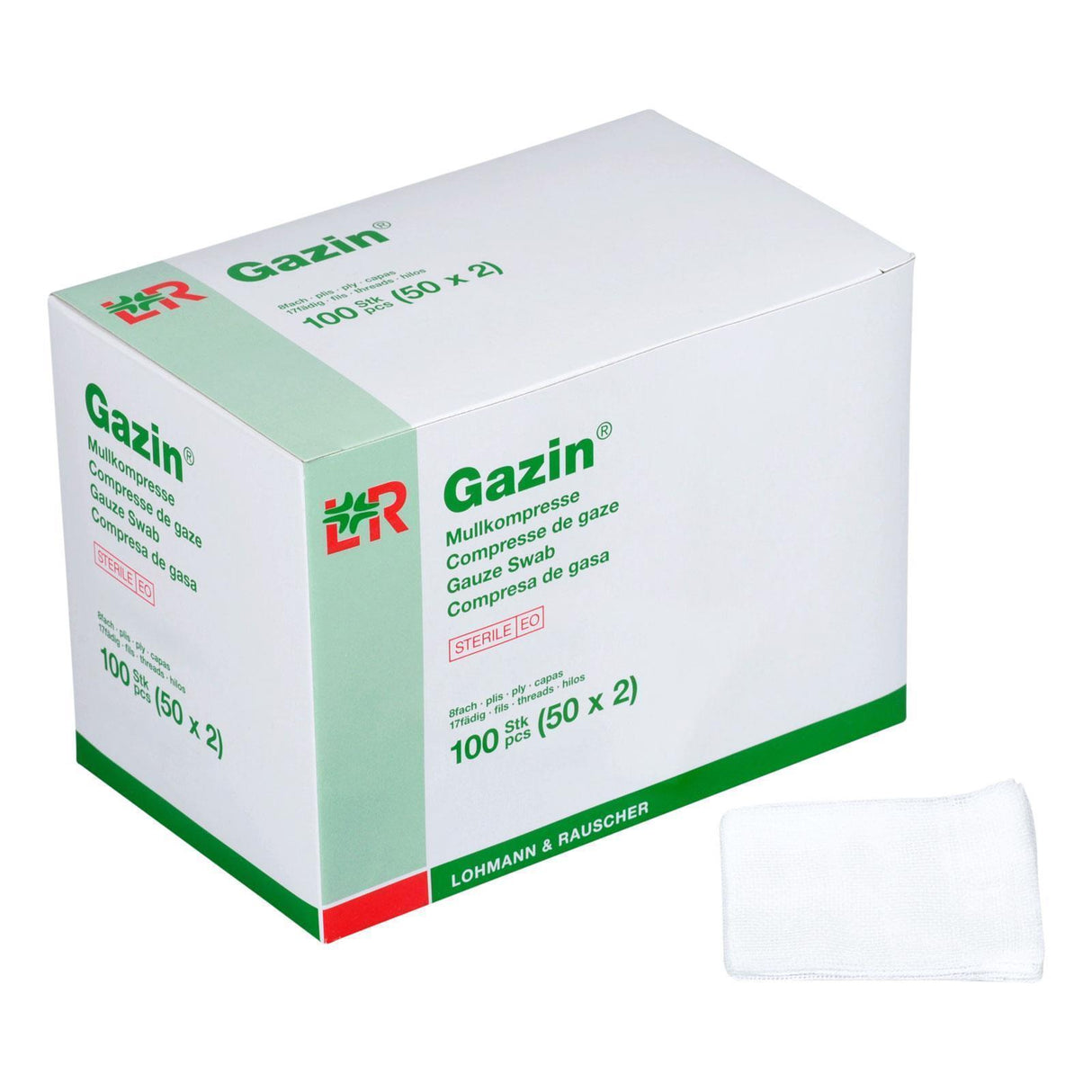 Lohmann Rauscher Gazin Mullkompresse steril 8- fach 17- fädig 50 x 2 Stück