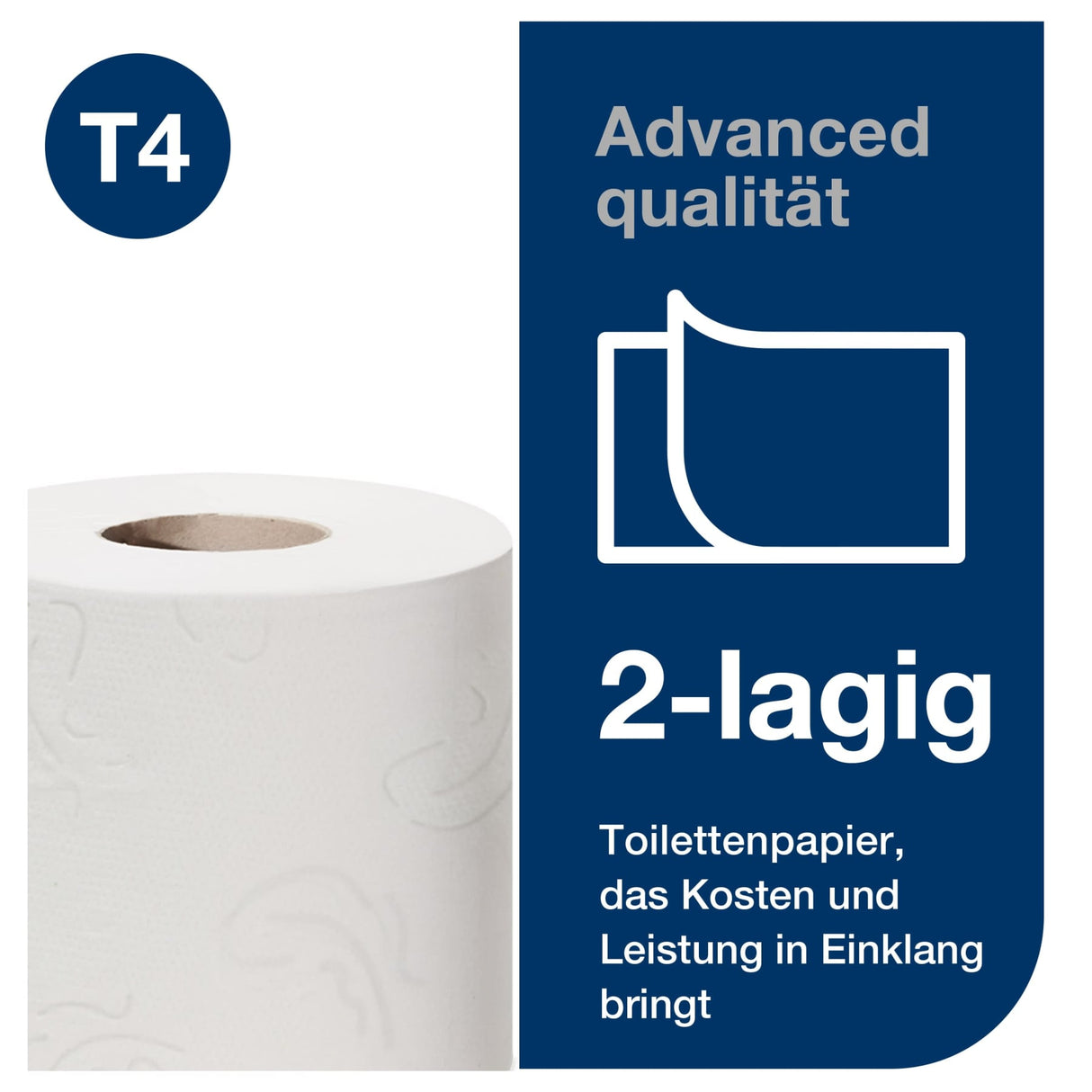 Tork Kleinrollen Toilettenpapier T4 Advanced, 2-lagig, weiß – 250 Blatt/Rolle – Ansicht 11