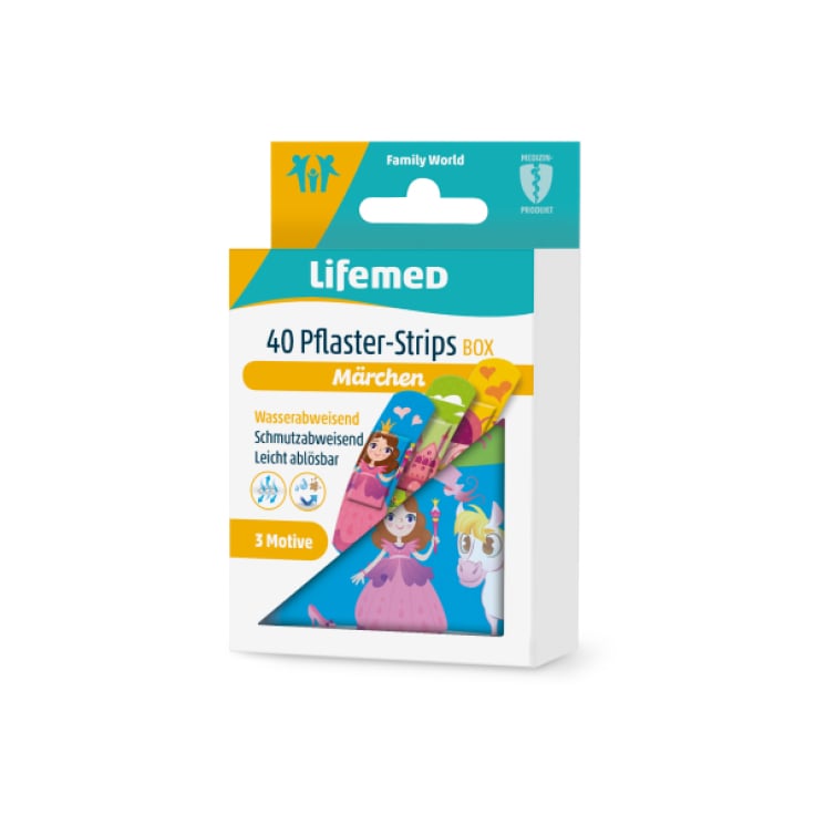 Lifemed Pflaster Strips Box kindgerechte Designs - 5,6 cm x 1,9 cm