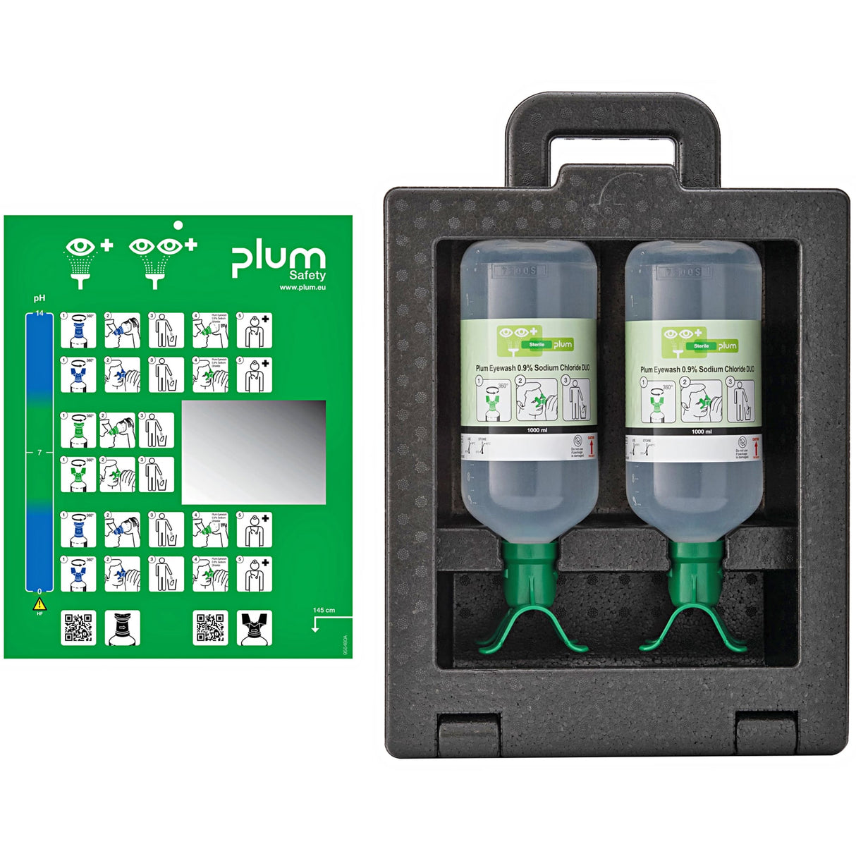 Plum Augendusche Notfallstation iBox2 DUO mit 2 x 1,0 Liter NaCl-Augenspüllösung – Ansicht 2