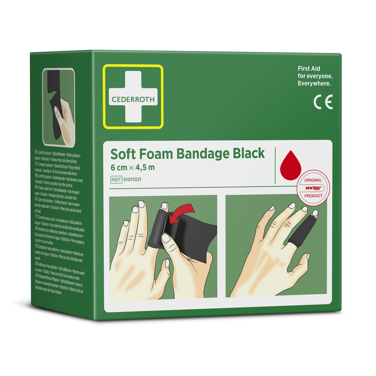 Cederroth Fingerverband Soft Foam, selbstklebend, 6 cm x 4,5 m – Schwarz – Ansicht 7