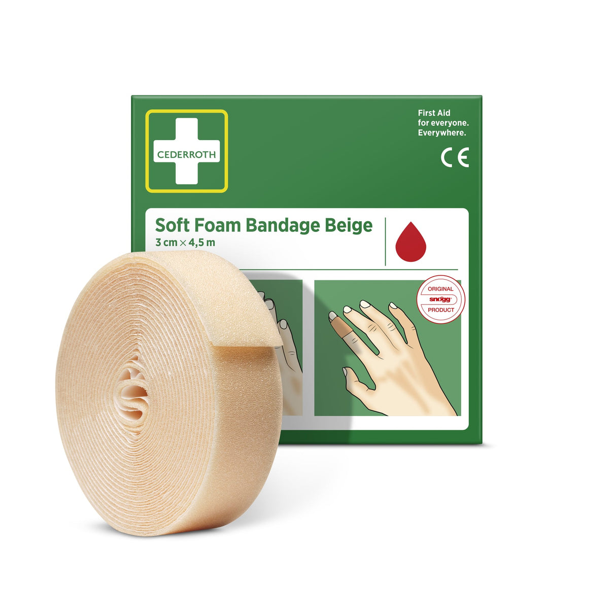 Cederroth Fingerverband Soft Foam, selbstklebend, 3 cm x 4,5 m – Beige