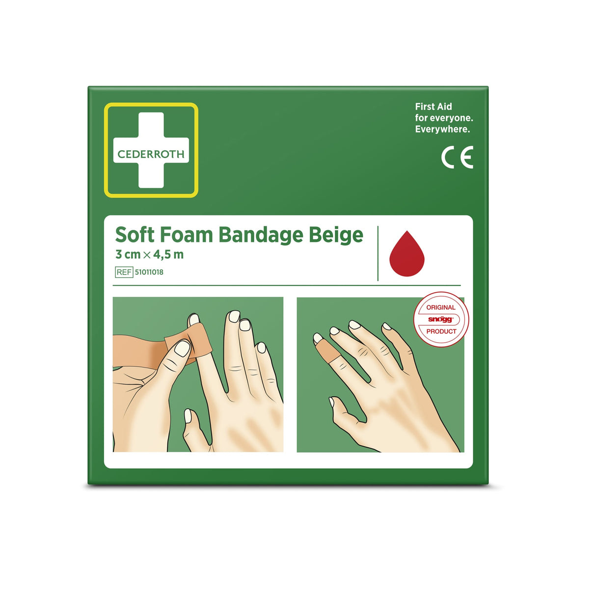 Cederroth Fingerverband Soft Foam, selbstklebend, 3 cm x 4,5 m – Beige – Ansicht 2