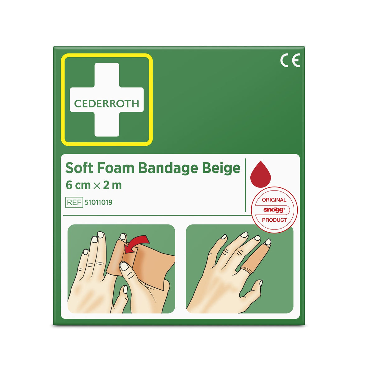 Cederroth Fingerverband Soft Foam, selbstklebend, 6 cm x 2 m – Beige – Ansicht 2