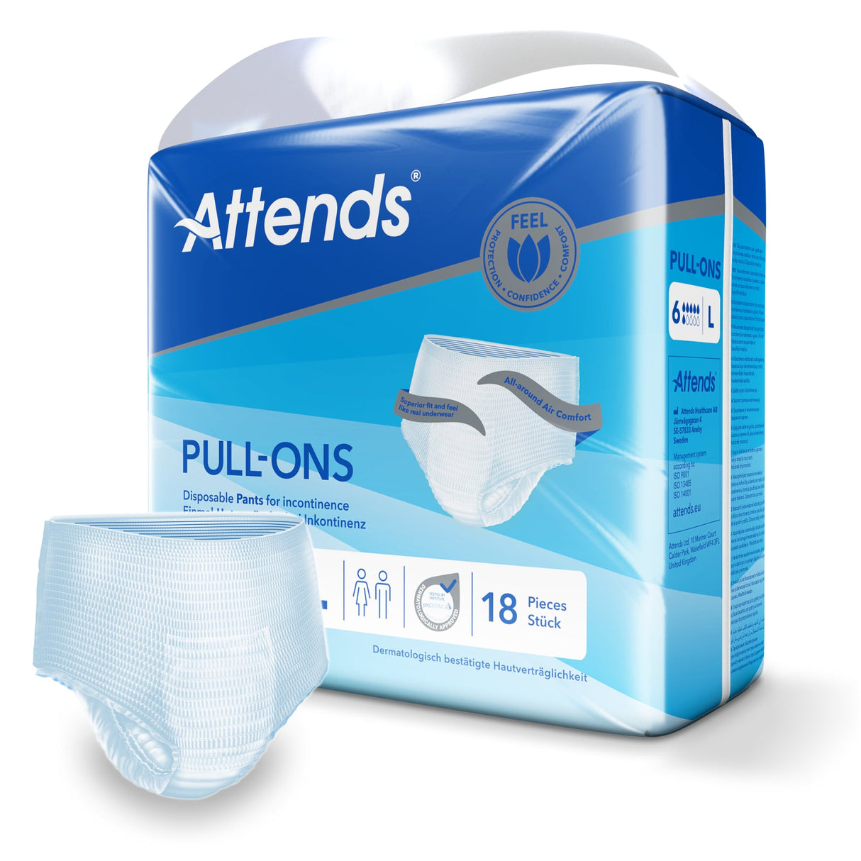 Attends Pull-Ons 6 Inkontinenzhosen, latexfrei – für mittlere bis starke Inkontinenz