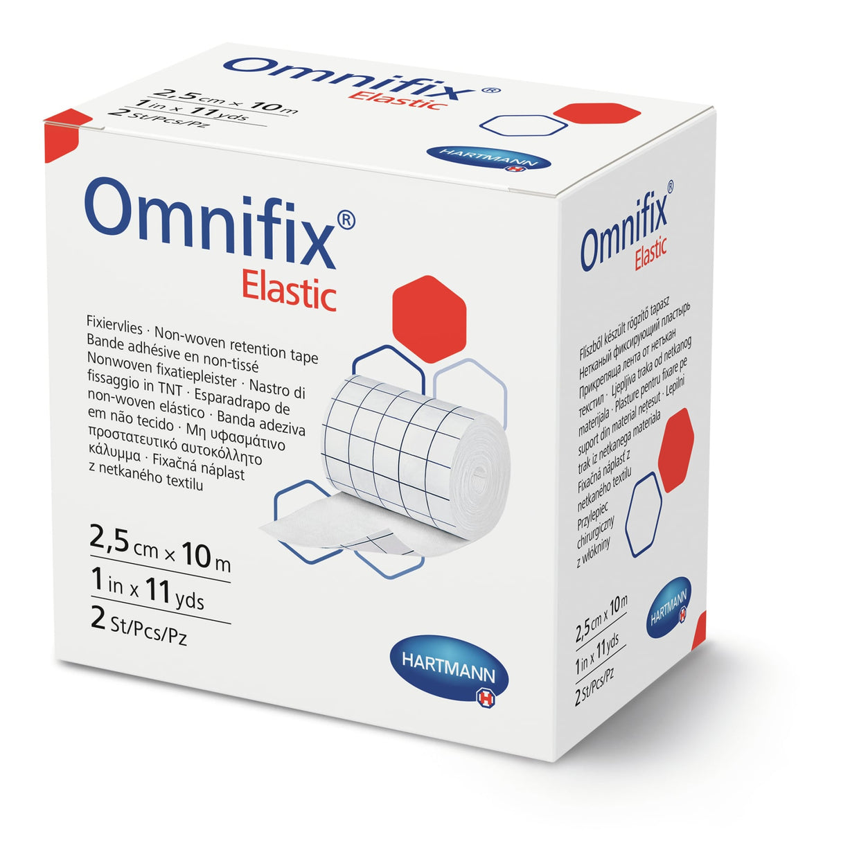 Hartmann Omnifix elastic Fixiervlies, 2,5 cm x 10 m, hypoallergen – Karton, 63 Packungen