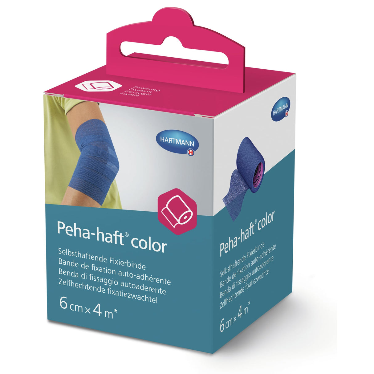 Hartmann Peha-haft elastische Binde 6 cm x 4 m, selbsthaftend, blau – Karton (20 Packungen)