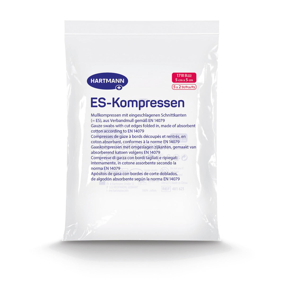Hartmann ES-Kompressen steril 8-fach 5 x 5 cm – Karton