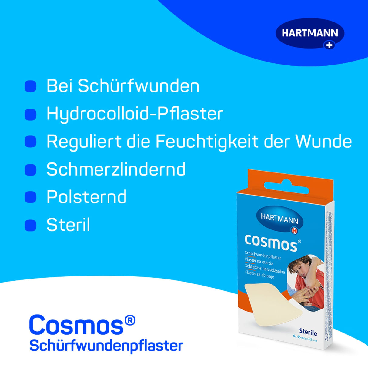 Hartmann Cosmos Schürfwundenpflaster, Hydrokolloid, flexibel – Ansicht 2