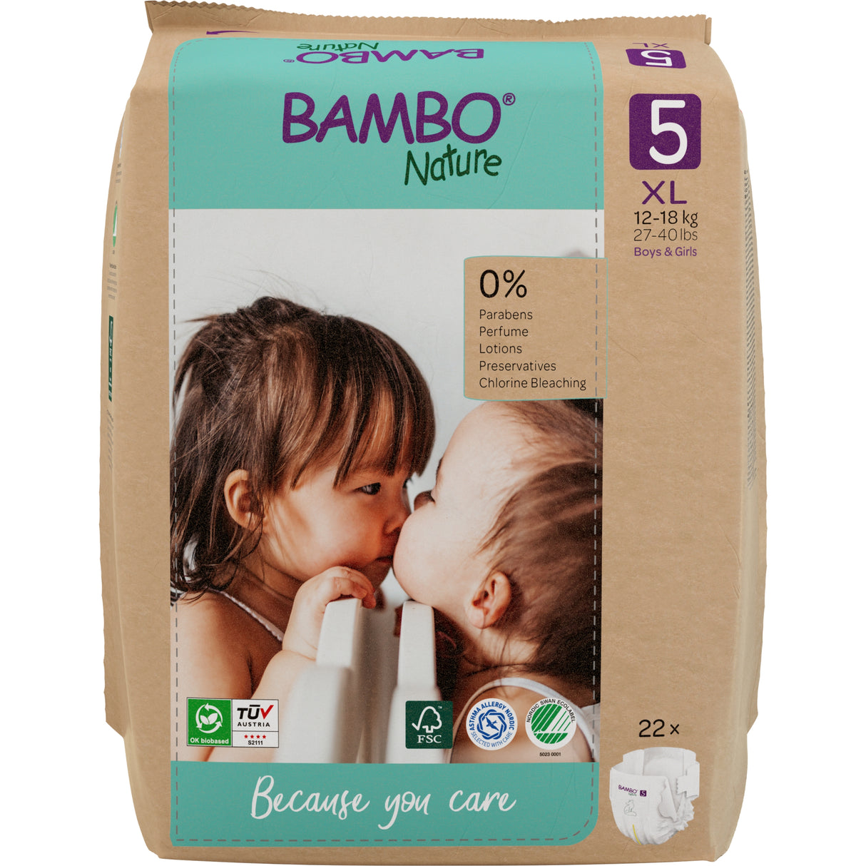 Bambo Nature Windeln, atmungsaktiv – Größe 5 (12–18 kg) – Packung = 22 Windeln
