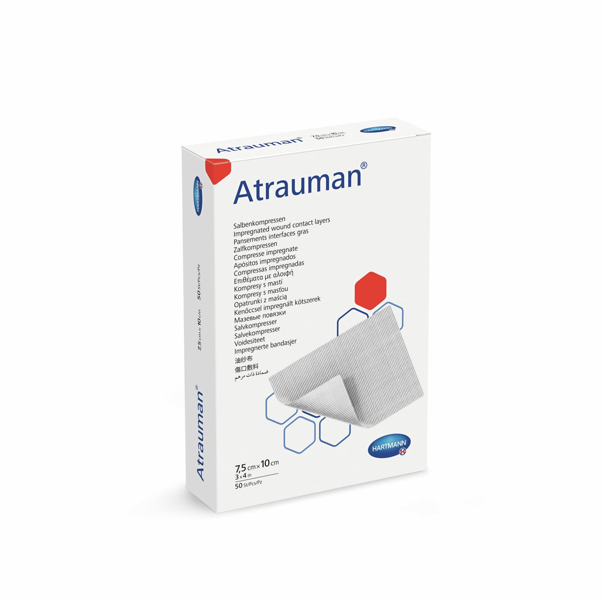 Hartmann Atrauman Salbenkompresse, wirkstofffrei, steril – 7,5 x 10 cm, 50 Stück
