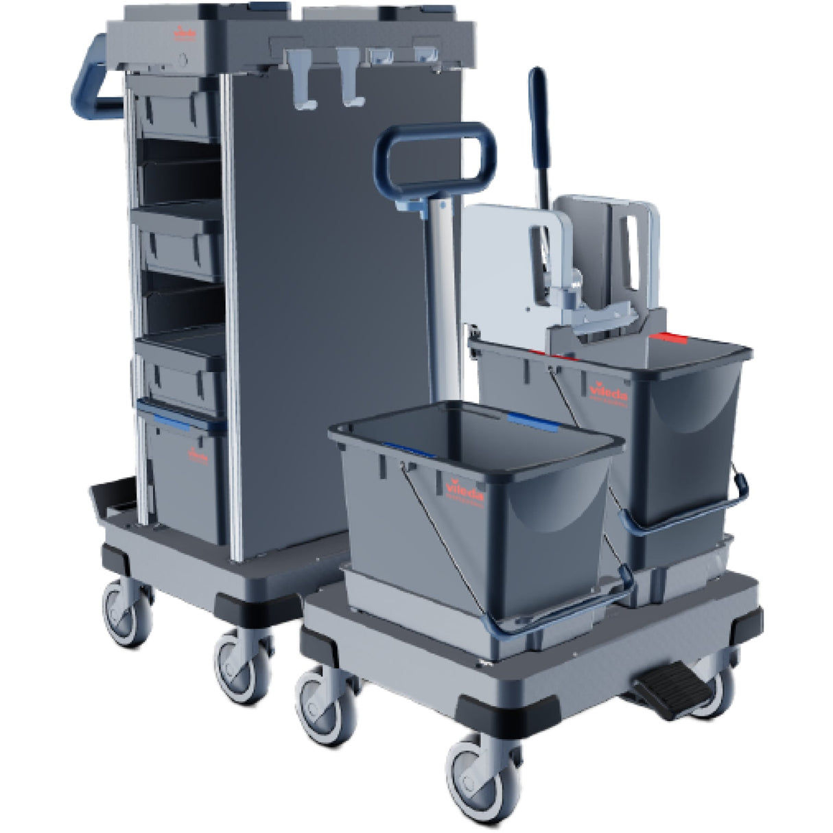 Vileda Professional Origo 2 A-B Reinigungswagen – abschließbar, mit Eimerpresse für begrenzten Lagerraum