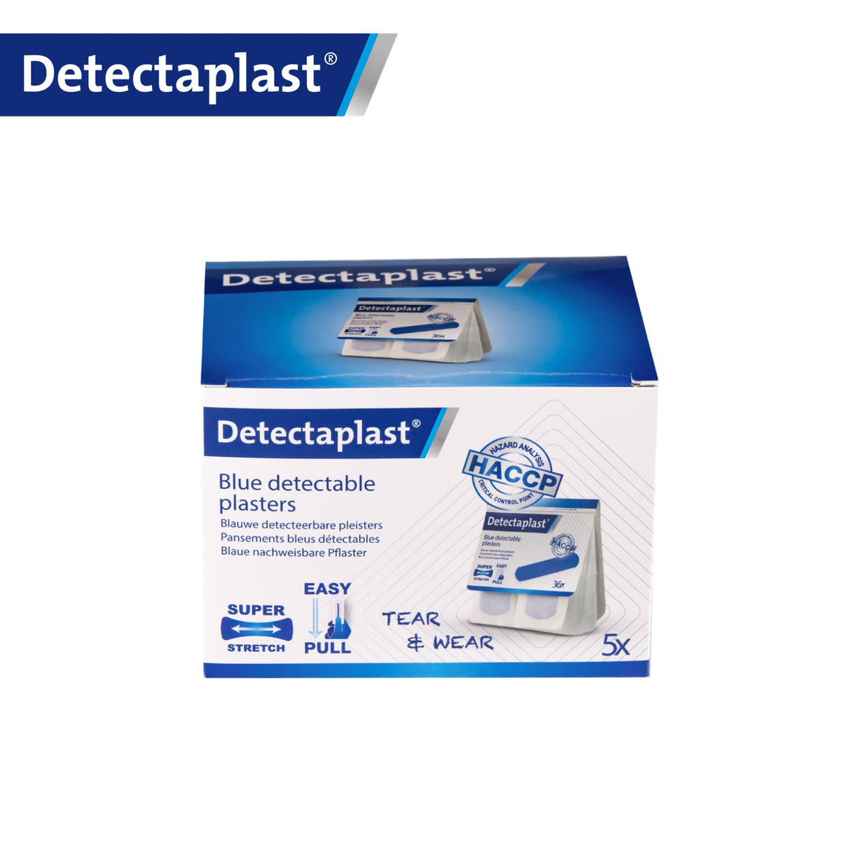 Detectaplast Tear & Wear Easy Pull Elastic Pflaster, blau – elastisch und detektierbar, für Spender – Ansicht 2