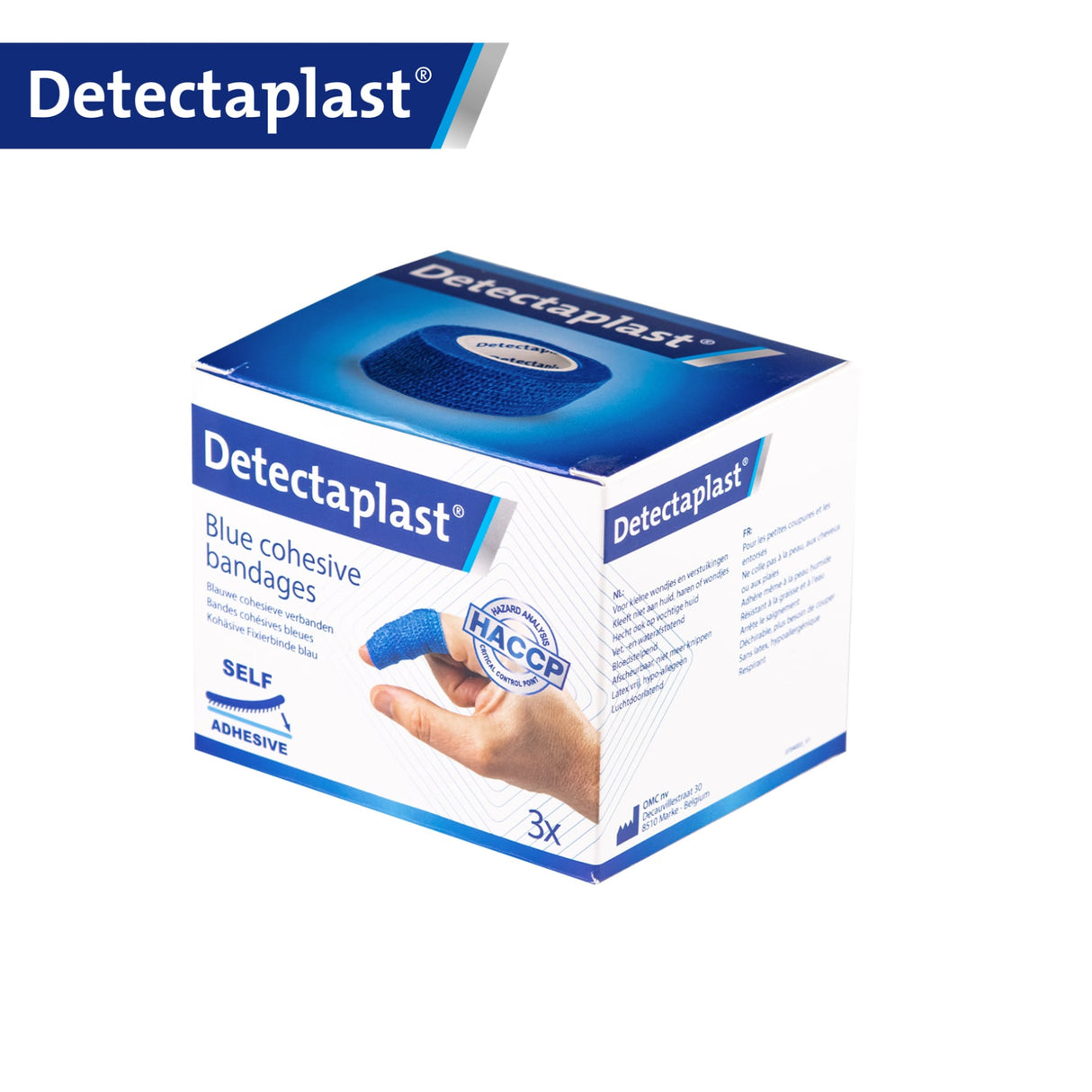 Detectaplast selbsthaftender Fixierverband, Polyester/Viskose – klebstofffrei, elastisch – Ansicht 3
