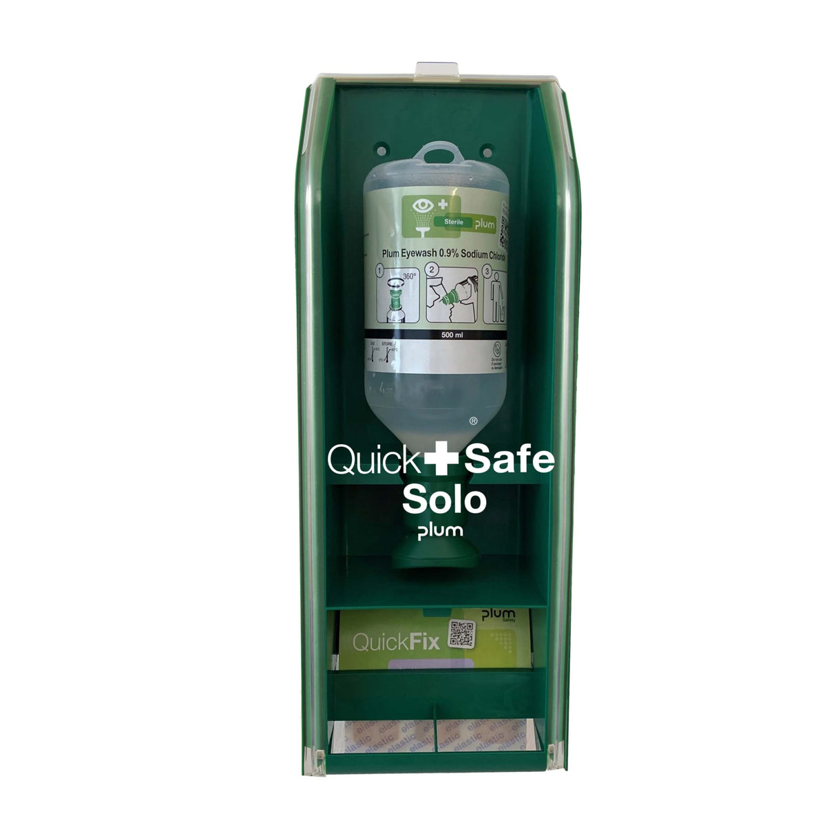 Plum QuickSafe Solo Erste-Hilfe Wandstation – bestückt mit Augenspülung und Pflastern
