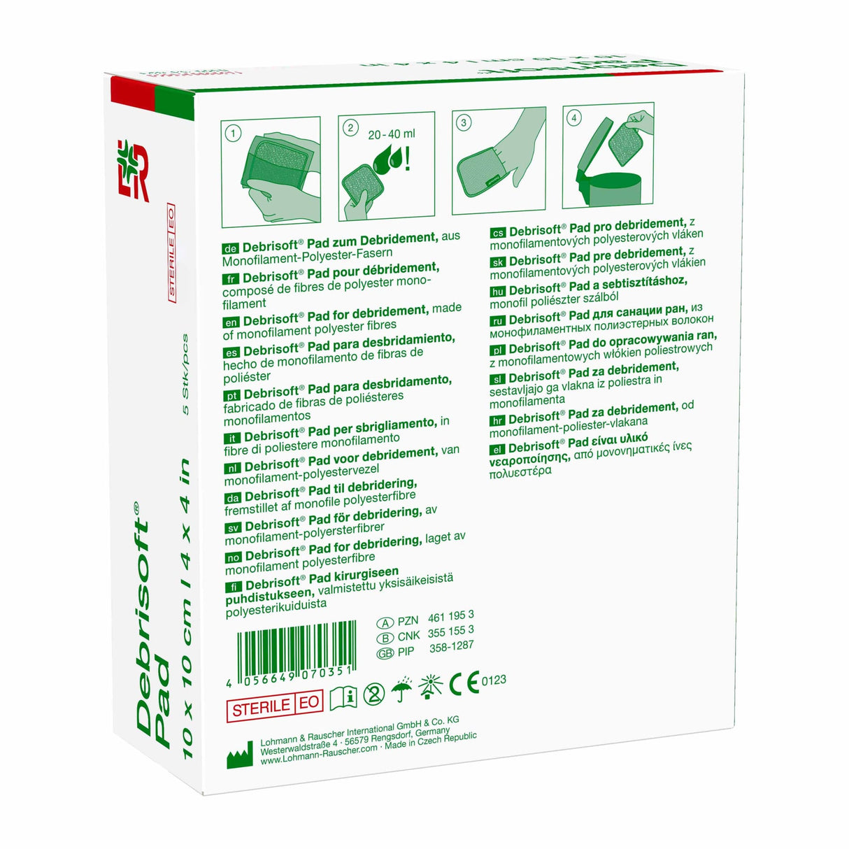 Lohmann & Rauscher Debrisoft Debridement Pad mit Grifftasche, steril, 10 x 10 cm – Ansicht 3