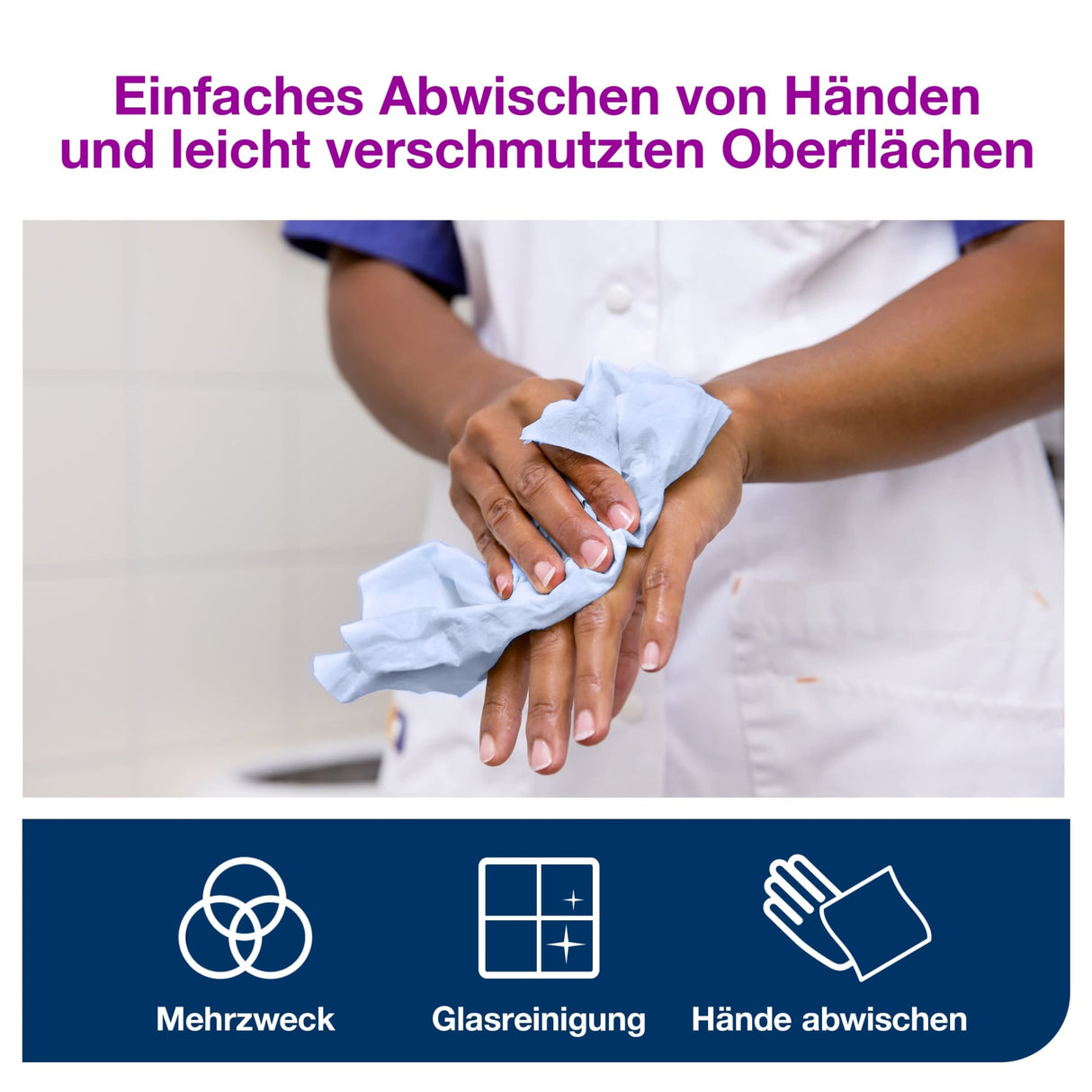 Tork Papierwischtücher M2, 1-lagig, blau, streifenfrei – Ansicht 6