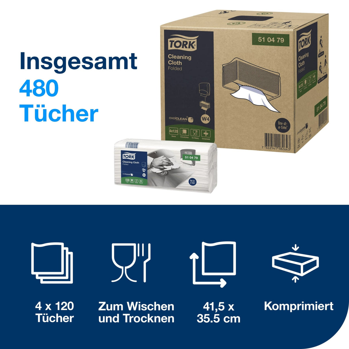 Tork Reinigungstücher W4, 1-lagig, weiß – Ansicht 2