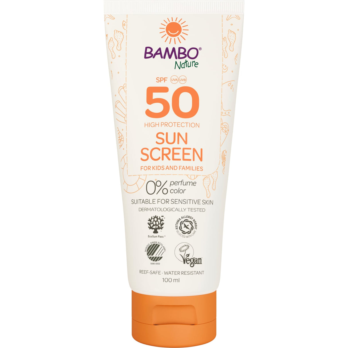 Bambo Nature Sonnencreme LSF 50, 23 % Lipide – Karton = 6 Tuben × 100 ml
