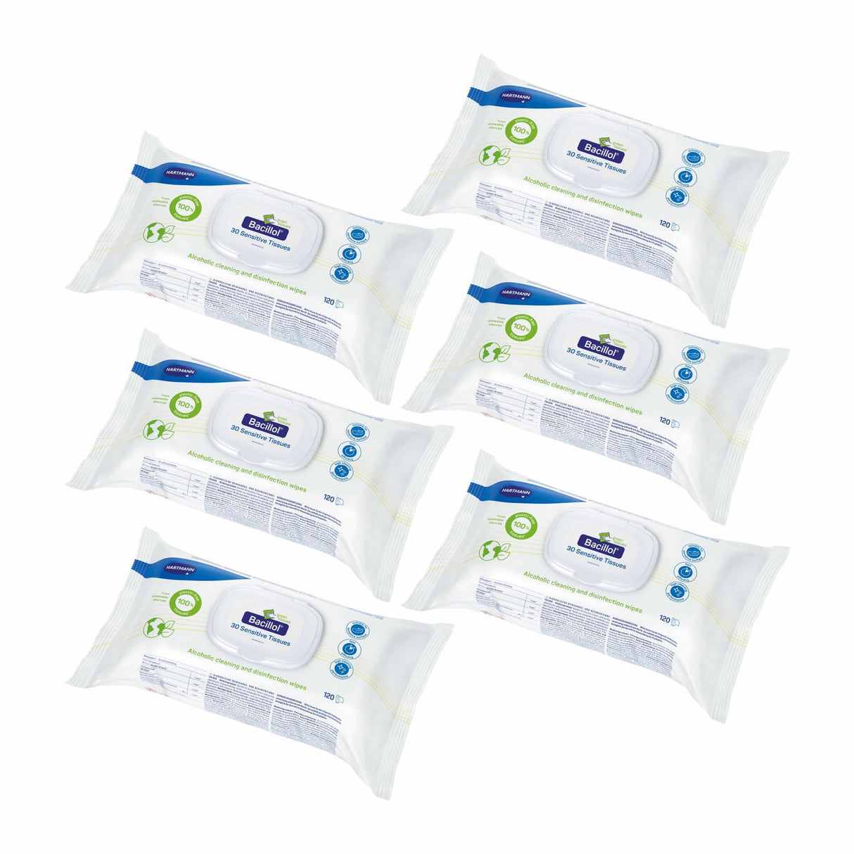 Bacillol 30 Sensitive Green Tissues Flächendesinfektionstücher, plastikfrei und wiederverschließbar