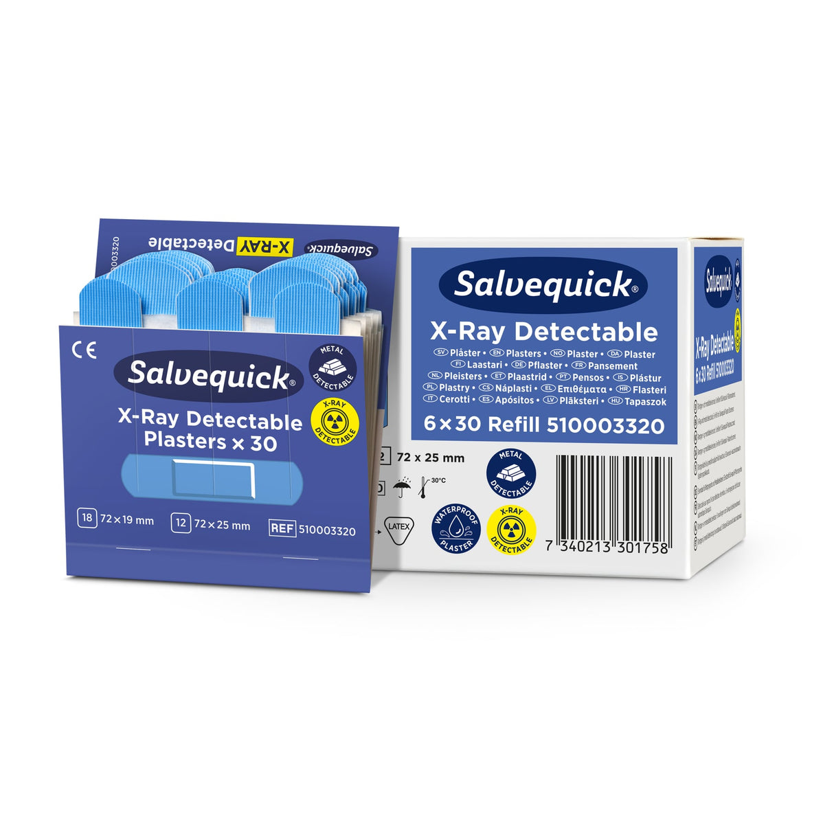 Cederroth Salvequick Blue X-Ray Detectable Pflaster, röntgen- und metalldetektierbar – Ansicht 2