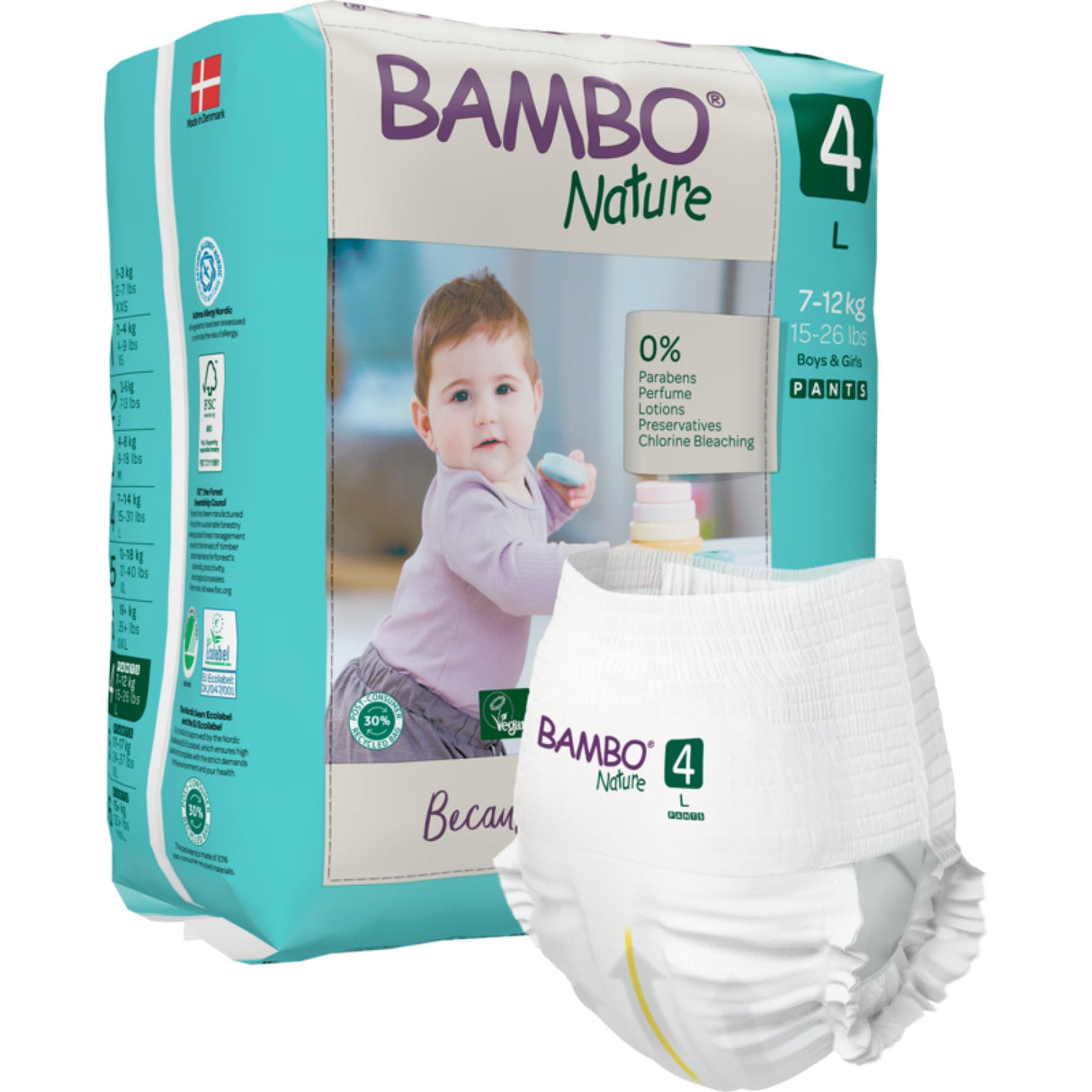 Bambo Nature Pants Windeln, atmungsaktiv – Größe 4 (7–14 kg) – Packung = 20 Stück