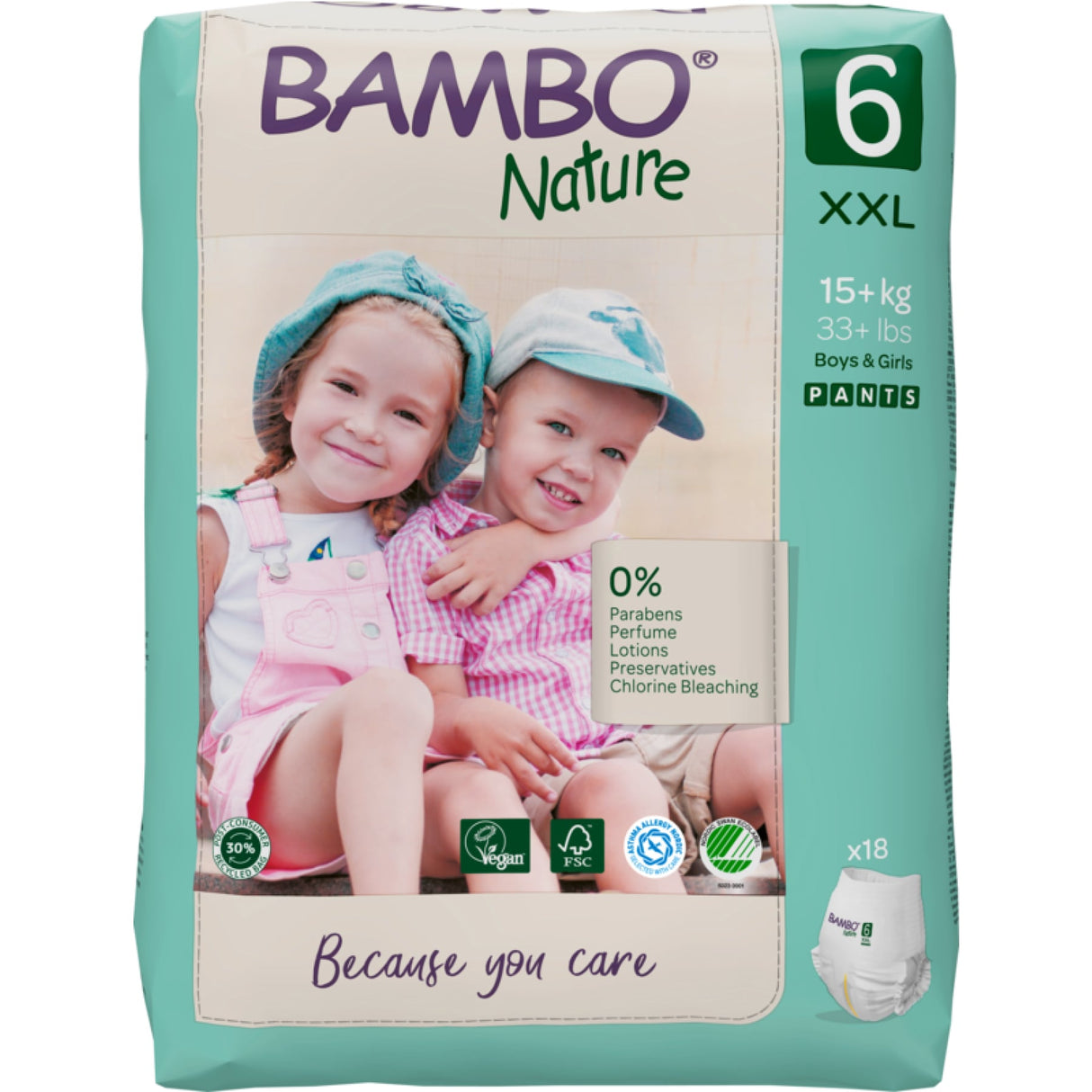 Bambo Nature Pants Windeln, atmungsaktiv – Größe 6 (15+ kg) – Packung = 18 Stück