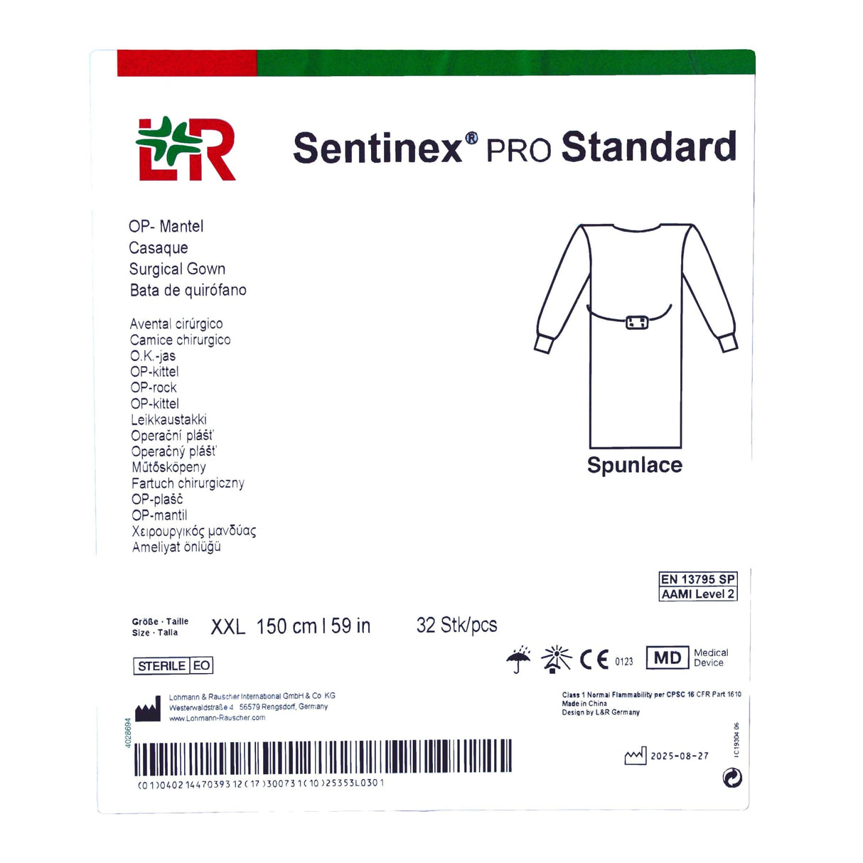 Lohmann & Rauscher Sentinex PRO OP Mantel Standard Spunlace, steril, mit Einschlag – Ansicht 30