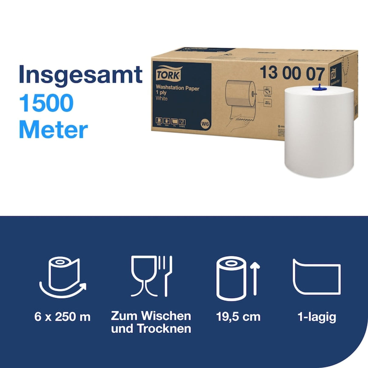 Tork Waschstation Papierwischtücher W6, 1-lagig – Ansicht 2